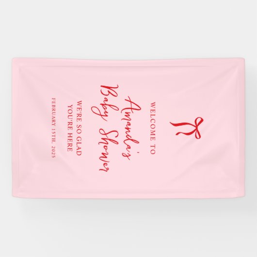 Roze en Rode Boog Valentijns Baby shower Welkom Spandoek (Horizontaal)
