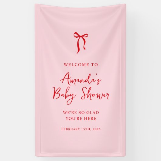 Roze en Rode Boog Valentijns Baby shower Welkom Spandoek (Verticaal)