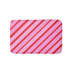 Roze en rode diagonale strepen badmat