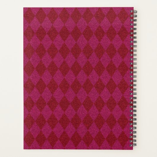 Roze en rode diamanten glitter planner (Achterkant)