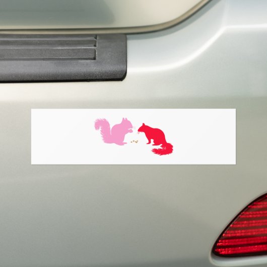 Roze en rode eekhoorns bumpersticker (Op auto)