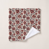 Roze en rode Floral Bad Handdoek (Wasdoekje)