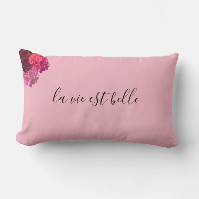 "" Roze en rode Floral loodje Kussen (Voorkant)