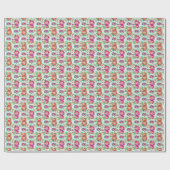 Roze en rode Floral Pattern Cadeaupapier (Vlak)