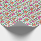 Roze en rode Floral Pattern Cadeaupapier (Hoek)