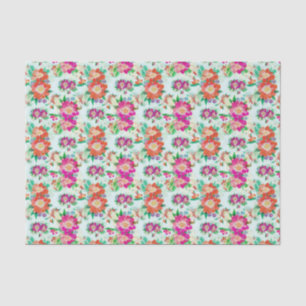 Roze en rode Floral Pattern Tissuepapier