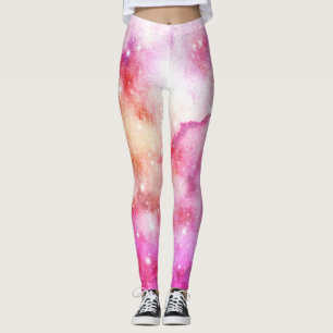 Roze En Rode Galaxy Patroon Leggings