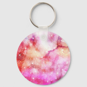 Roze En Rode Galaxy Patroon Sleutelhanger