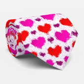 roze en rode, gekleurde harten Stropdas (Opgerold)