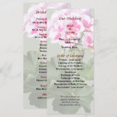 Roze en Rode Geranium Trouwprogramma Programma (Voorkant / Achterkant)