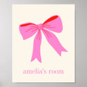 Roze en Rode Girly Coquette Bow Gepersonaliseerde  Poster (Voorkant)