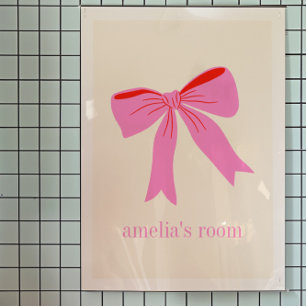 Roze en Rode Girly Coquette Bow Gepersonaliseerde  Poster