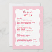 Roze en Rode Golvende Meisjes Uitstap Feest Kaart (Achterkant)