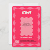 Roze en Rode Groovy Wavy Border Bruiloft Save The Date (Achterkant)