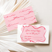 Roze en rode hand getekend golvend hoeveel kussen informatiekaartje