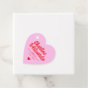 Roze en rode handschrift Retro Weddenschap Bedankt Bedankjes Labels
