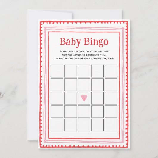 Roze en Rode Hart Baby Bingo Spelkaarten Kaart (Voorkant)
