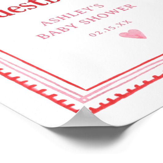 Roze en Rode Hart Gastenboek Sign Poster (Hoek)