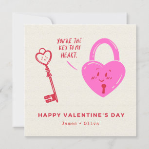 Roze en Rode Hart Gelukkige Valentijnsdag Feestdagenkaart