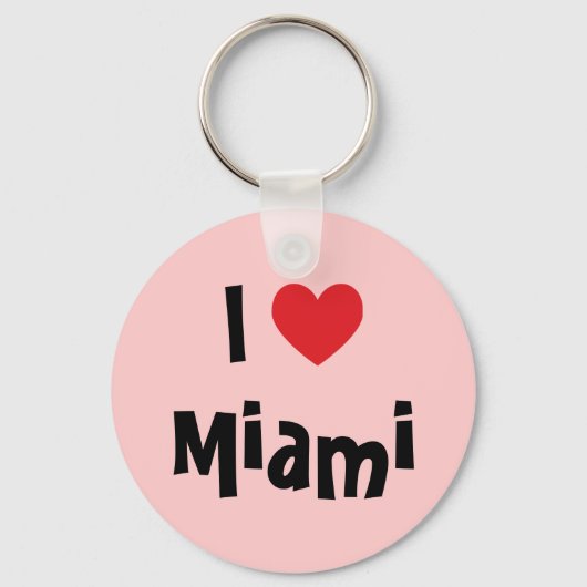 Roze en Rode Hart Ik hou van Miami Sleutelhanger (Voorkant)