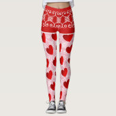 Roze en Rode Hart & Scroll Leggings (Voorkant)