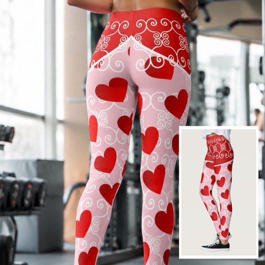 Roze en Rode Hart & Scroll Leggings