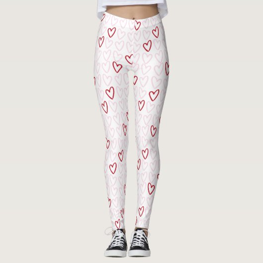 Roze en rode harten Leggings van vrouwen (Voorkant)