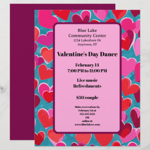 Roze en rode harten op Blue Valentijn Dance Briefhoofd
