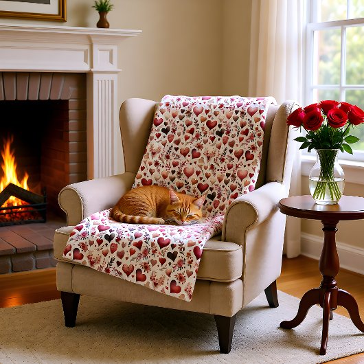  Roze en Rode Harten Valentijnsdag Fleece Deken