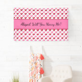 Roze en rode harten, wil je met me trouwen? spandoek (Insitu)