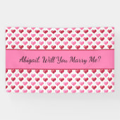 Roze en rode harten, wil je met me trouwen? spandoek (Horizontaal)