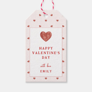Roze en Rode Hartjes Gelukkige Valentijnsdag Label Cadeaulabel
