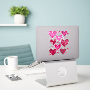 Roze en rode hartjes met patronen sticker