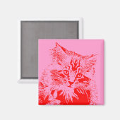 Roze en Rode Kat magneet (Voorkant / Achterkant)