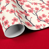 Roze en rode kersenbloesem cadeaupapier