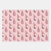 Roze en rode kerst-gnomen inpakpapier vel (Voorkant 2)