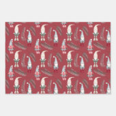 Roze en rode kerst-gnomen inpakpapier vel (Voorkant)
