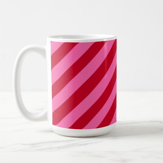 Roze en rode kerst pepermunt strepen koffiemok (Links)