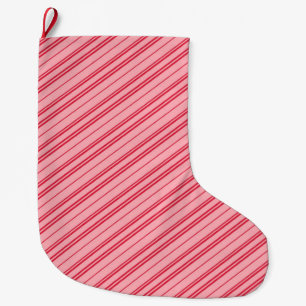 Roze en rode kerst snoepstripes grote kerstsok