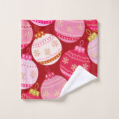 Roze en rode kerstballen bad handdoek (Wasdoekje)
