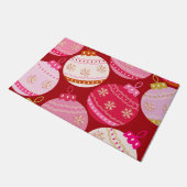 Roze en rode kerstballen deurmat (Schuin)