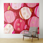 Roze en rode kerstballen wandkleed (In Situ (horizontaal))