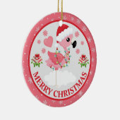 Roze en rode kerstfeestdag keramisch ornament (Rechts)