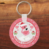 Roze en rode kerstfeestdag sleutelhanger (Voorkant)