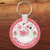 Roze en rode kerstfeestdag sleutelhanger (Voorkant)