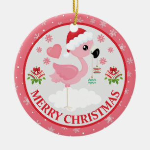 Roze en rode kerstfeestjes Winter Mittens Keramisch Ornament