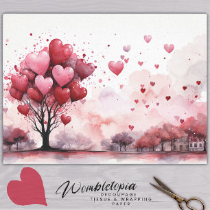 Roze en Rode Liefde's Omhelzen Hart Ballon Boom Tissuepapier