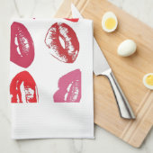 roze en rode lippen theedoek (Quarter Fold)