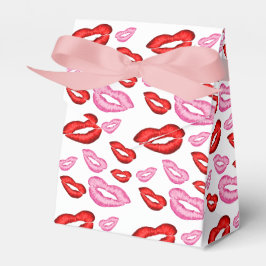 Roze en rode lippenstift prints bedankdoosjes