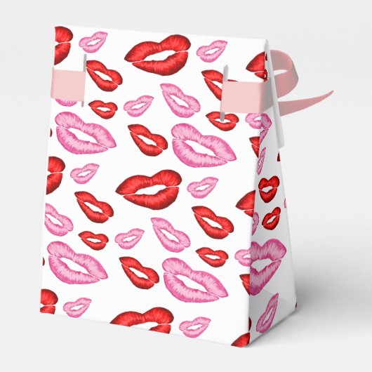 Roze en rode lippenstift prints bedankdoosjes (Achterkant)